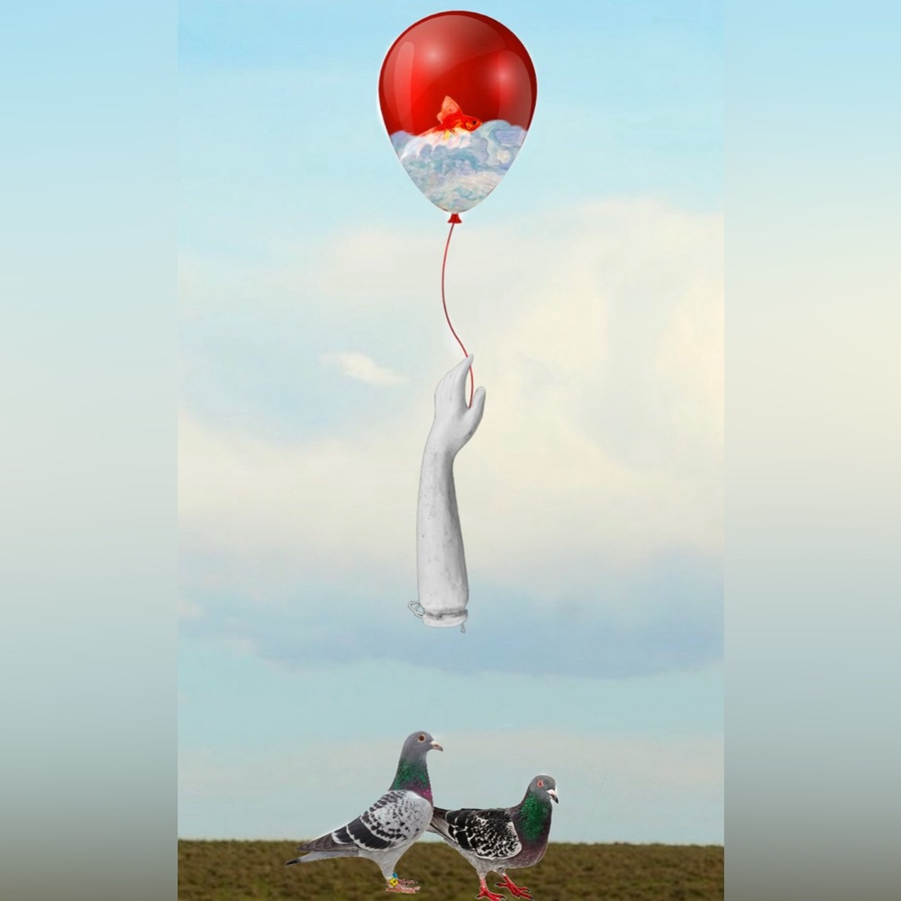 Surreal Hand and Balloon Art Print